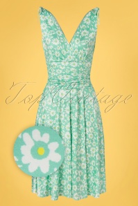 Vintage Chic for Topvintage - Grecian Floral Dress Années 50 en Menthe