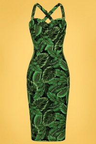 Collectif Clothing - Kiana tropics pencil jurk in groen