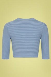 Collectif Clothing - 50s Delilan Knitted Cardigan in Pastel Blue 2
