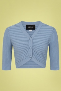 Collectif Clothing - 50s Delilan Knitted Cardigan in Pastel Blue