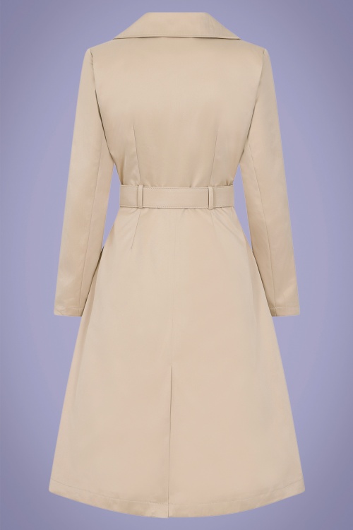 Collectif Clothing - Jolianna Trench Coat Années 50 en Beige Chic 4