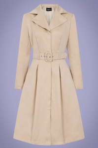 Collectif Clothing - Jolianna Trench Coat Années 50 en Beige Chic