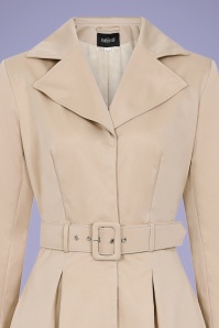 Collectif Clothing - Jolianna Trench Coat Années 50 en Beige Chic 2