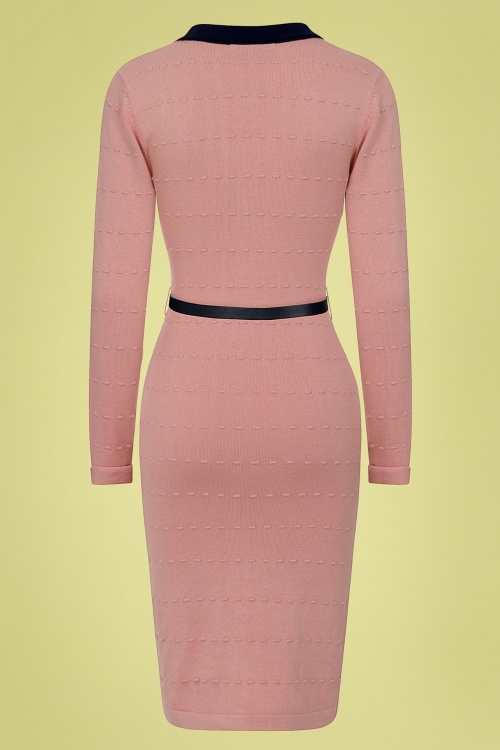 Collectif Clothing - Lorelei Knitted Pencil Dress Années 50 en Rose 2