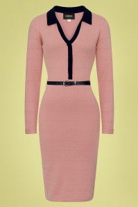 Collectif Clothing - 50s Lorelei Knitted Pencil Dress in Pink