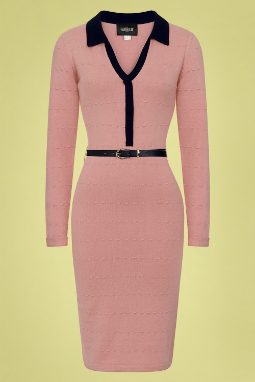 Collectif Clothing - Lorelei gebreide pencil jurkin roze
