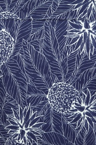 Collectif Clothing - Jojo Pineapple Palm Playsuit Années 50 en Bleu Marine 4