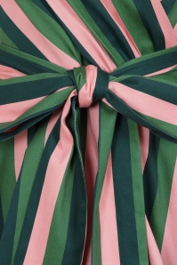 Collectif Clothing - Patricia Palm Stripe Swing Kleid in Pink und Grün 3
