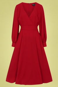 Bright and Beautiful - Ashley Swing Dress Années 70 en Rouge