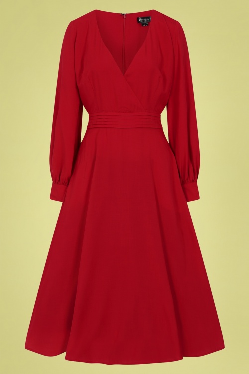 Bright and Beautiful - Ashley Swing Dress Années 70 en Rouge