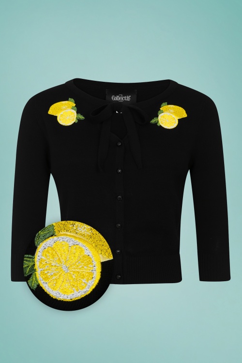 Collectif Clothing - 50s Charlene Lemons Cardigan in Black