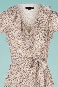 Smashed Lemon - 70s Venna Spots Maxi Dress in White and Brown 2