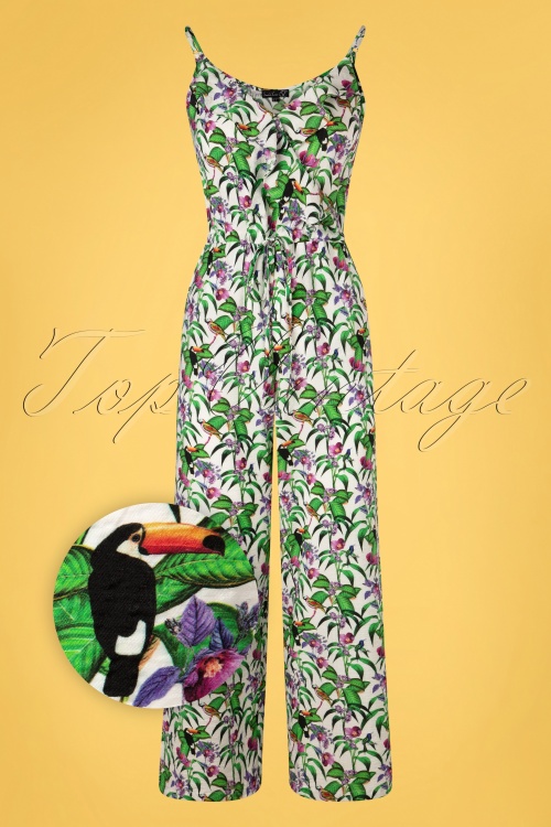 Smashed Lemon - Jenni Tropical Jumpsuit Overall in Weiß