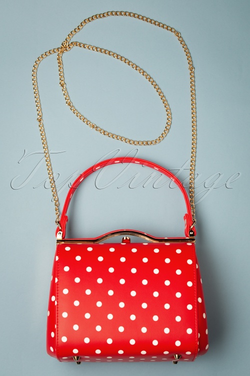 Collectif Clothing - 60s Carrie Polka Dot Bag in Red 4