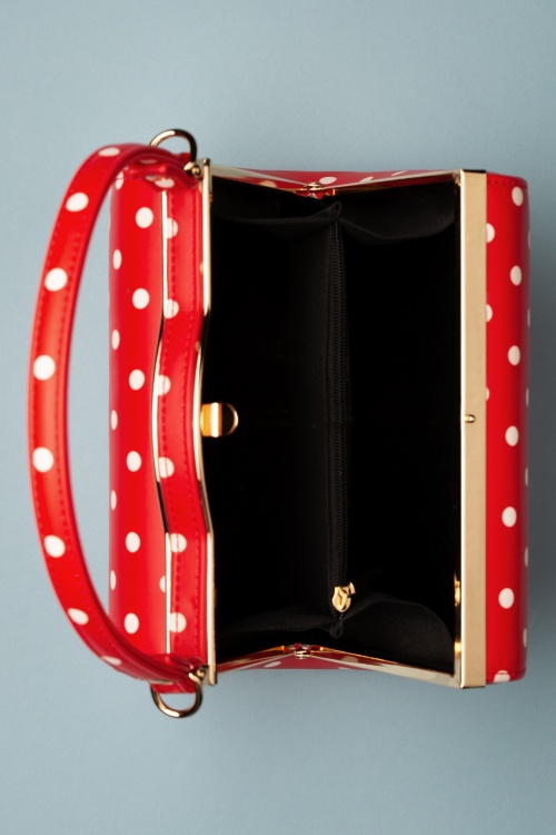 Collectif Clothing - 60s Carrie Polka Dot Bag in Red 3