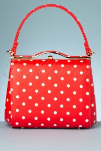 Collectif Clothing - 60s Carrie Polka Dot Bag in Red 6