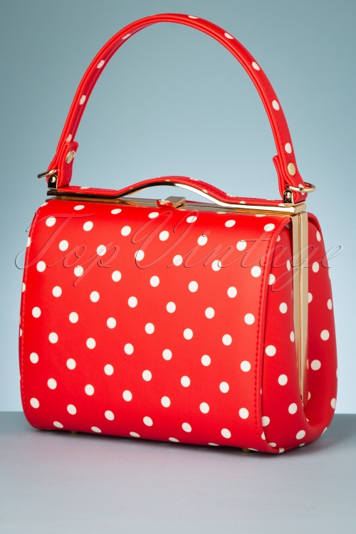 Collectif Clothing - 60s Carrie Polka Dot Bag in Red