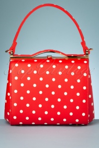 Collectif Clothing - 60s Carrie Polka Dot Bag in Red 7