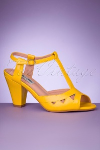 Lulu Hun - 50s Veronica High Heeled T-Strap Sandals in Yellow 2