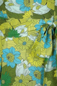 Bright and Beautiful - Jayleen Floral Palm Maxi Dress Années 70 en Vert et Bleu 3