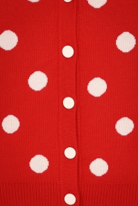 Collectif Clothing - 50s Violet Painted Polka Cardigan in Red 3
