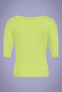 Collectif Clothing - Chrissie Strawberry Knitted Top Années 50 en Vert 2
