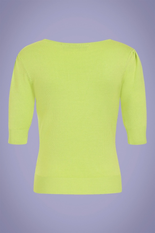 Collectif Clothing - Chrissie Strawberry Knitted Top Années 50 en Vert 2