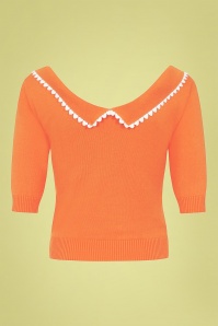 Collectif Clothing - 50s Babette Heart Trim Jumper in Orange 2