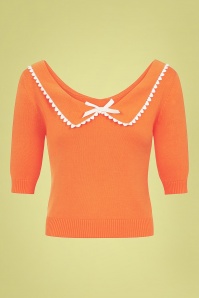 Collectif Clothing - 50s Babette Heart Trim Jumper in Orange