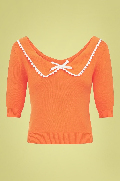 Collectif Clothing - Babette Pullover mit Herzbesatz in Orange