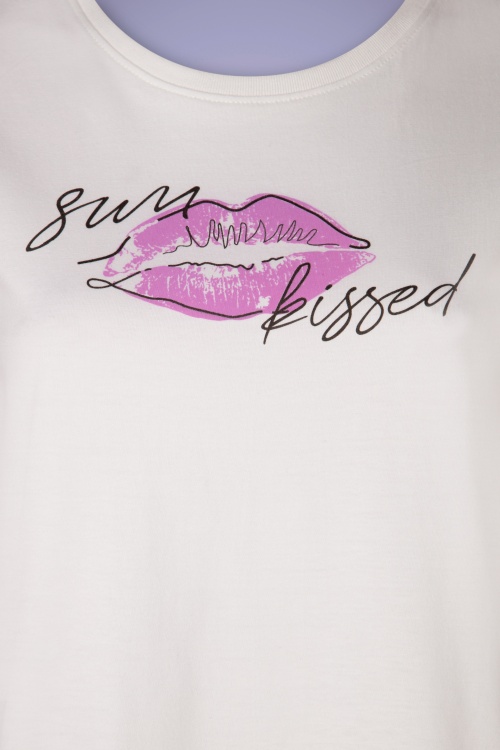 Smashed Lemon - Sun Kissed T-Shirt Années 50 en Blanc 3