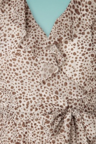 Smashed Lemon - 70s Venna Spots Maxi Dress in White and Brown 4