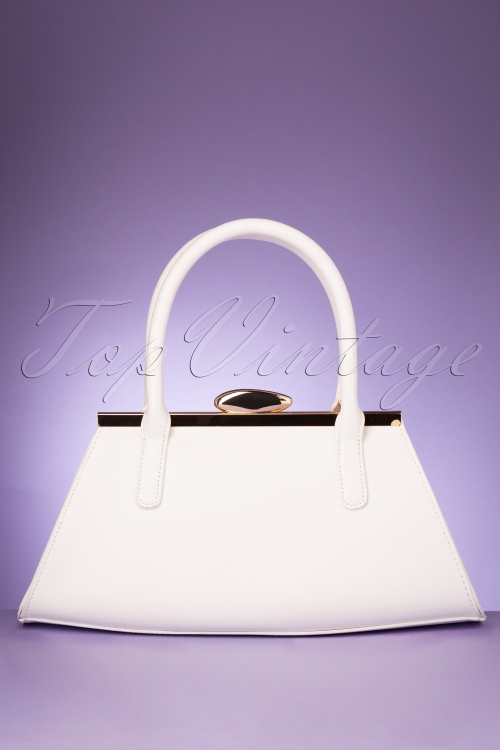 Collectif Clothing - 50s Midge Handbag in White 3