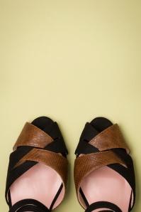 Lulu Hun - 50s Cheryl Peeptoe Sandals in Black and Brown 3