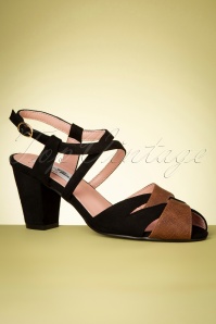 Lulu Hun - 50s Cheryl Peeptoe Sandals in Black and Brown 2