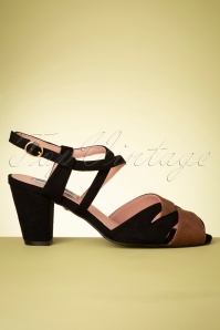 Lulu Hun - 50s Cheryl Peeptoe Sandals in Black and Brown 4