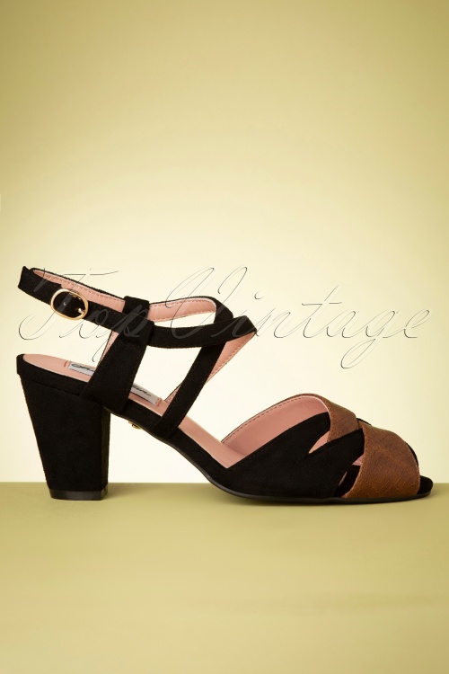 Lulu Hun - 50s Cheryl Peeptoe Sandals in Black and Brown 4