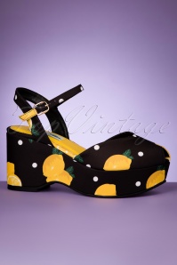 Lulu Hun - Kelly polkadot lemon sleehak sandalen in zwart 4