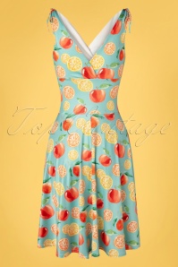 Vintage Chic for Topvintage - Grecian Fruit jurk in Sky Blauw 4