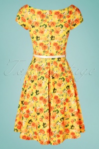 Vintage Chic for Topvintage - Arabella Floral Swing Dress Années 50 en Jaune 2