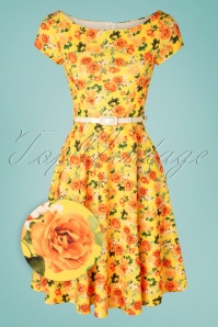 Vintage Chic for Topvintage - Arabella Swing Floral Kleid in Gelb