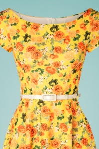 Vintage Chic for Topvintage - Arabella floral swing jurk in geel 3