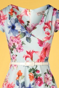 Vintage Chic for Topvintage - Kato floral swing jurk in lichtblauw 3