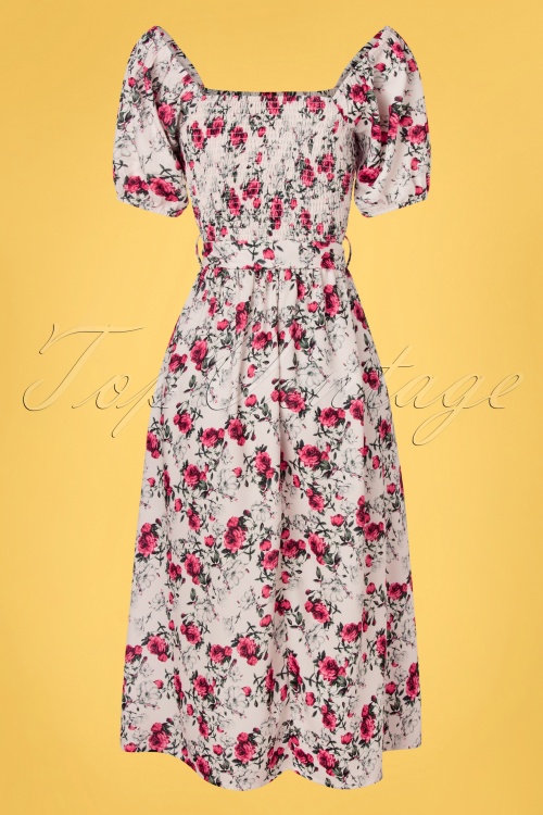 Timeless - 50s Grace Floral Swing Dress in Ivory White 3