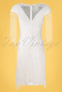 GatsbyLady - Sybill fringe flapper jurk in wit 2