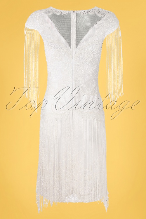 GatsbyLady - 20s Sybill Fringe Flapper Dress in White 2