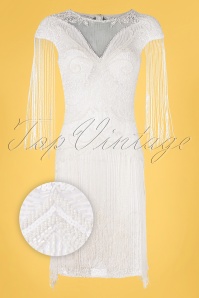 GatsbyLady - Sybill Fringe Flapper Kleid in Weiß