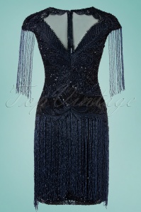 GatsbyLady - Sybill fringe flapper jurk in marineblauw 2