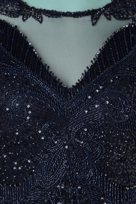GatsbyLady - Sybill fringe flapper jurk in marineblauw 4