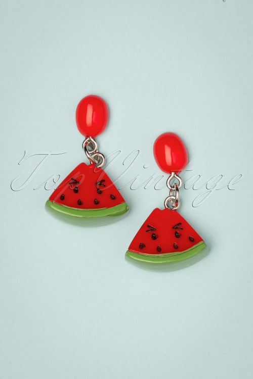 Collectif 37702 Smiley Earrings Watermelon Green Red 052021 00003 W
